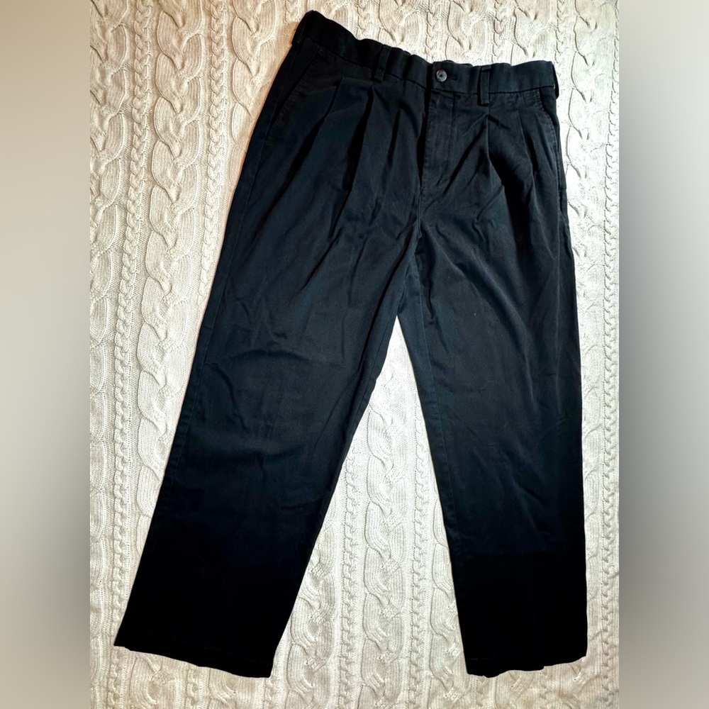 Men’s Croft & Barrow Black Pleated Front Dress Pants 34x29 #1560